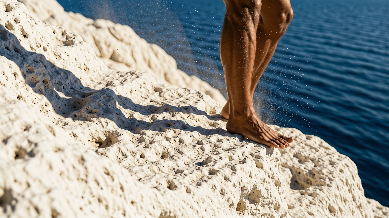 Sun-drenched limestone texture representing the permanence of Greek landscape