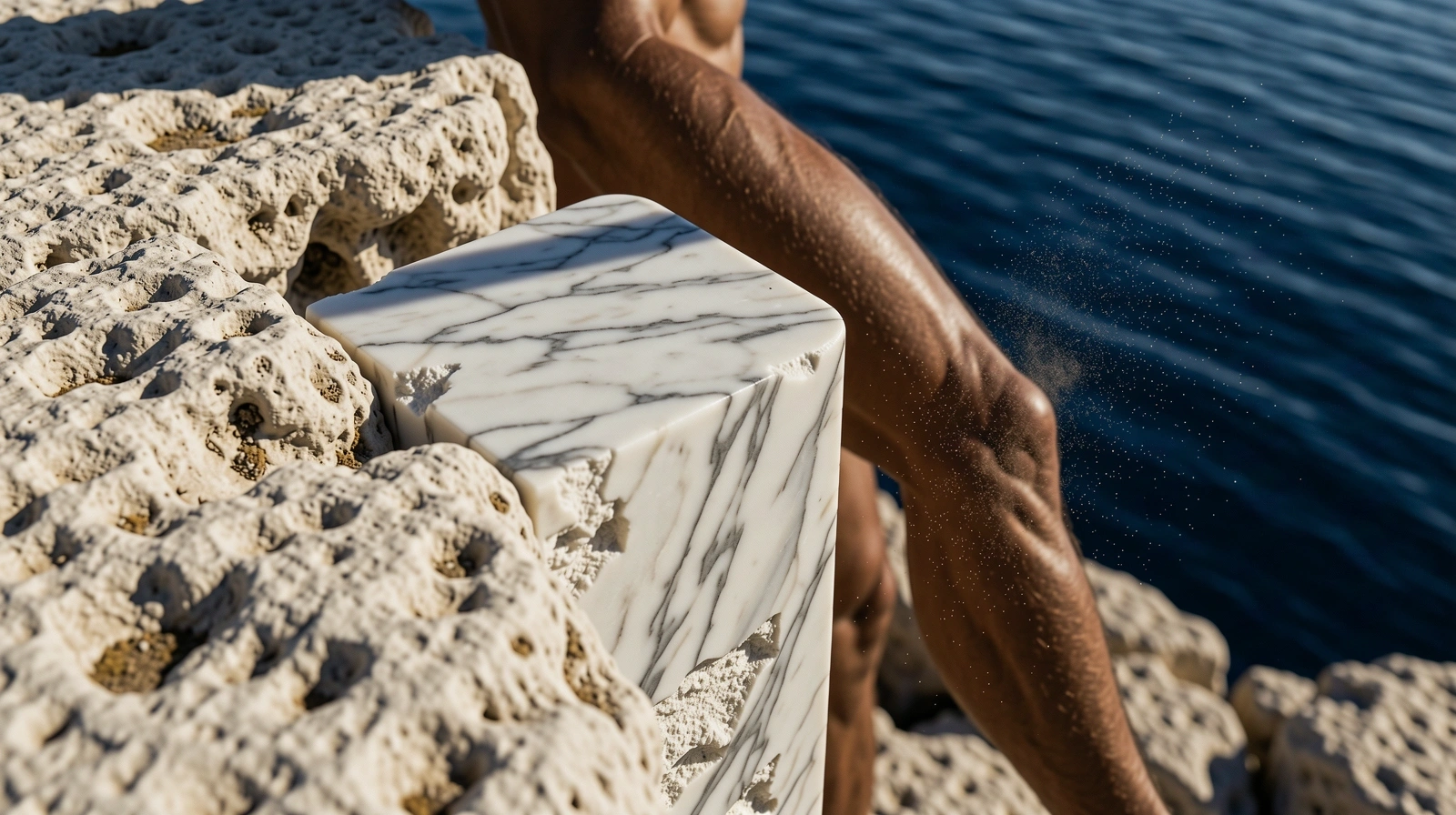 Texture of sun-bleached Greek limestone