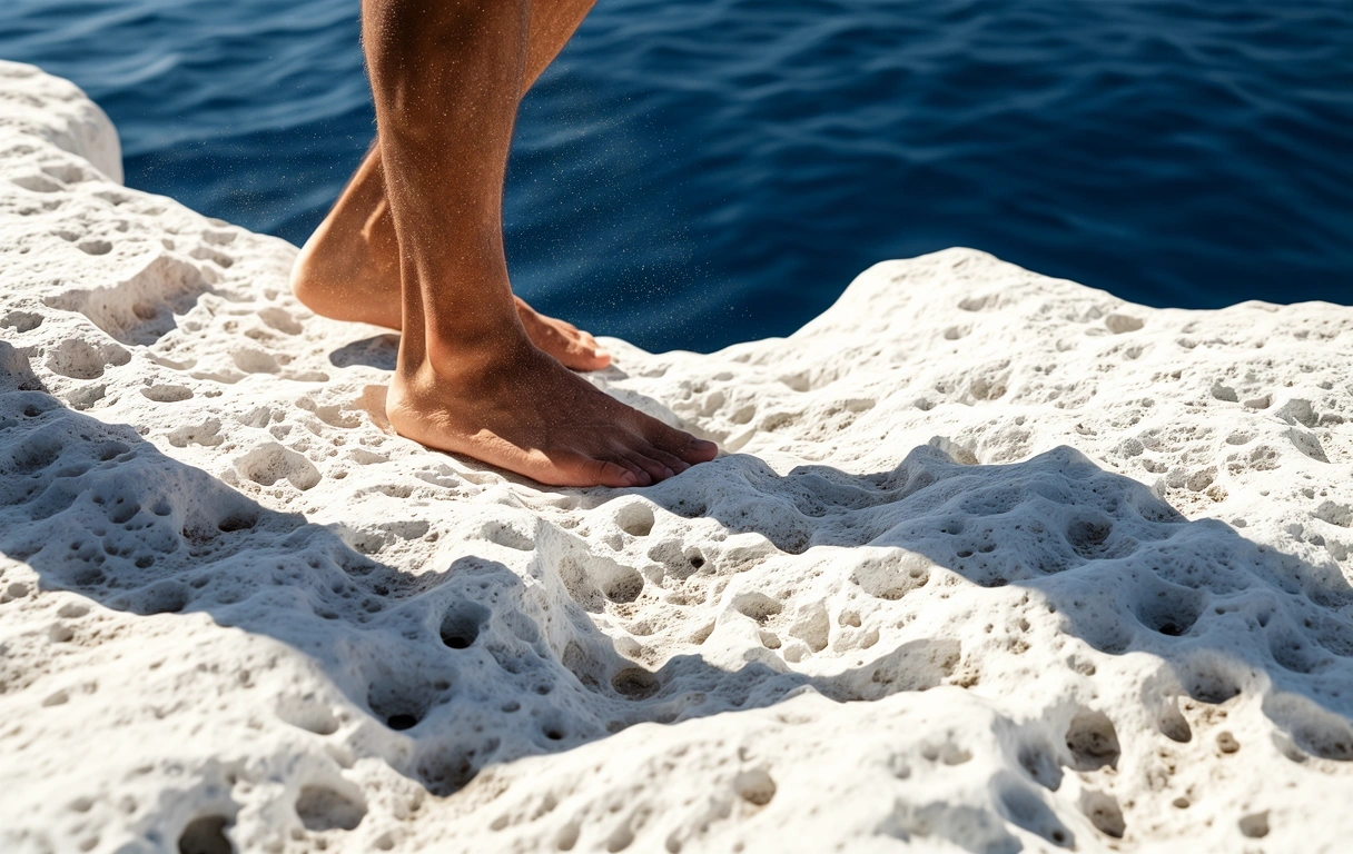 Sun-drenched Aegean limestone texture